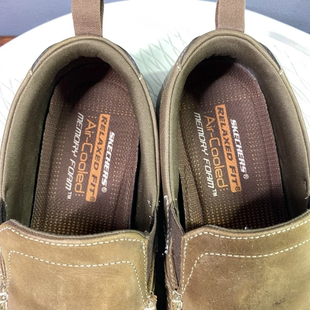 Skechers Men's Harper Forde Leather Loafers Comfort Slip On‎ Shoes Brown Sz. 9